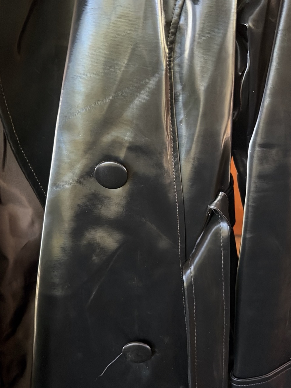 Black Long Trench Coat with Belt - Women - Picture 5 of 6